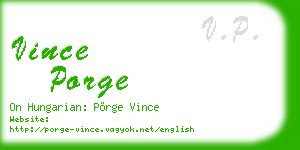 vince porge business card